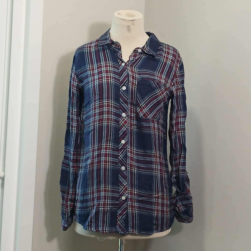 #45 Thread & Supply Navy and Red Plaid Shirt